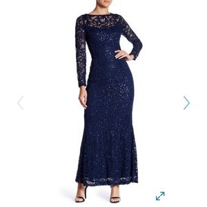 Marina lace and sequin formal gown